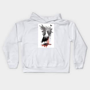 Ink Portrait of A Seagull Kids Hoodie